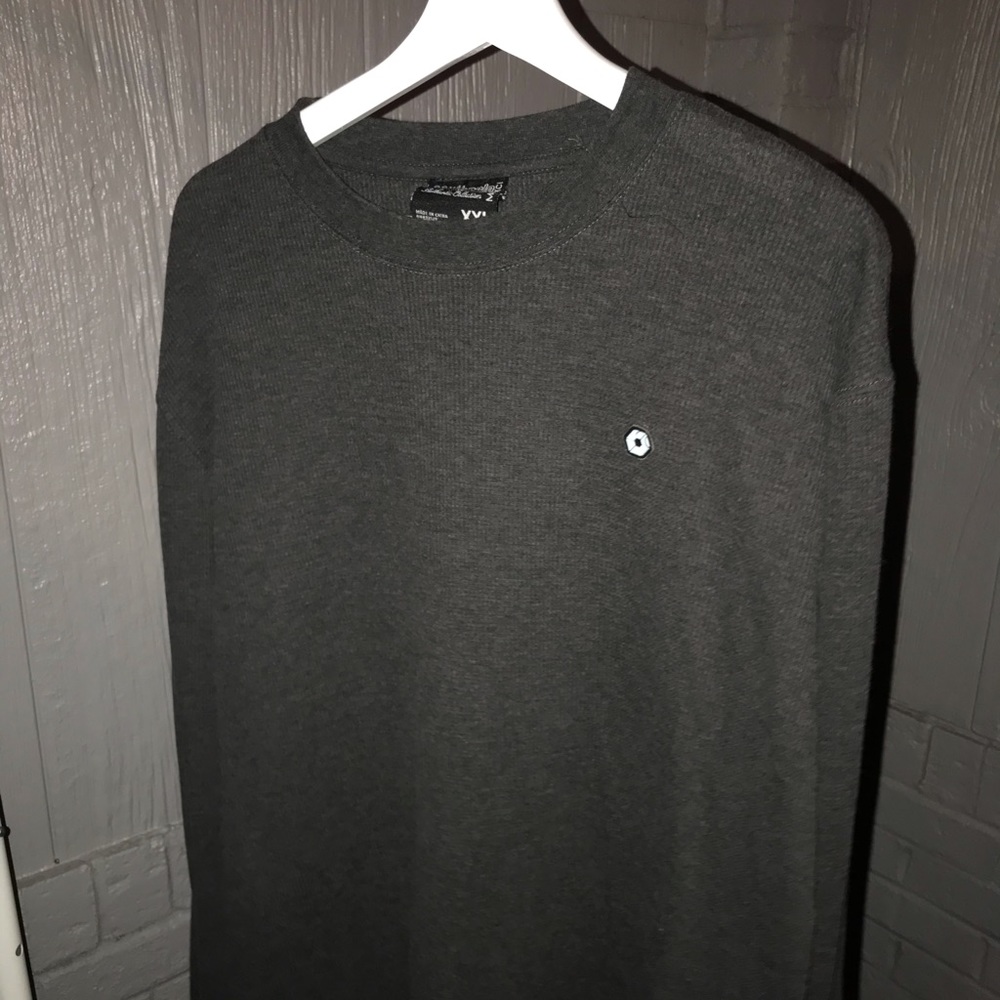South Pole Gray Waffle Knit Long Sleeve Shirt